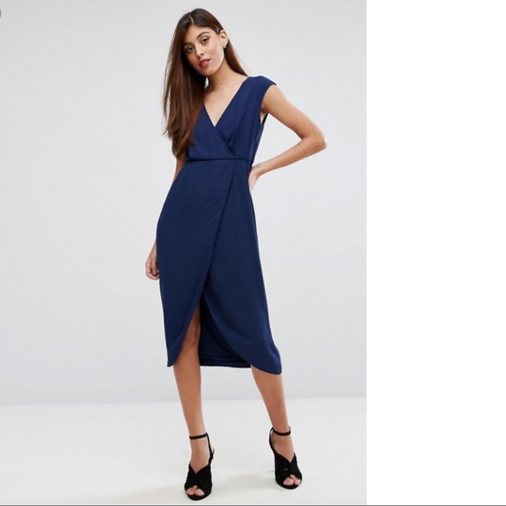 EUC Darling Sleeveless Wrap Dress w Frill Detail